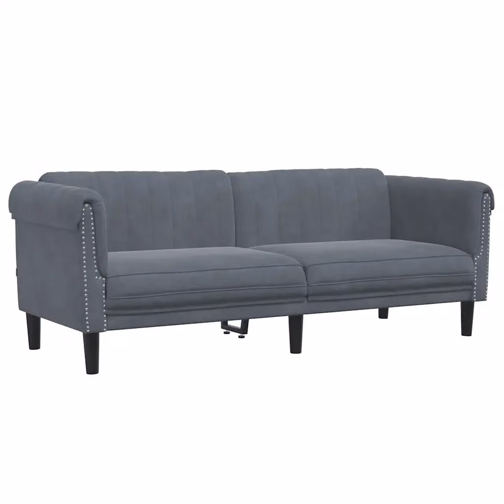 Divano a 3 posti moderno vidaXL in velluto grigio con cuscini inclusi L: 203 cm, P: 77 cm, H: 74 cm – 2