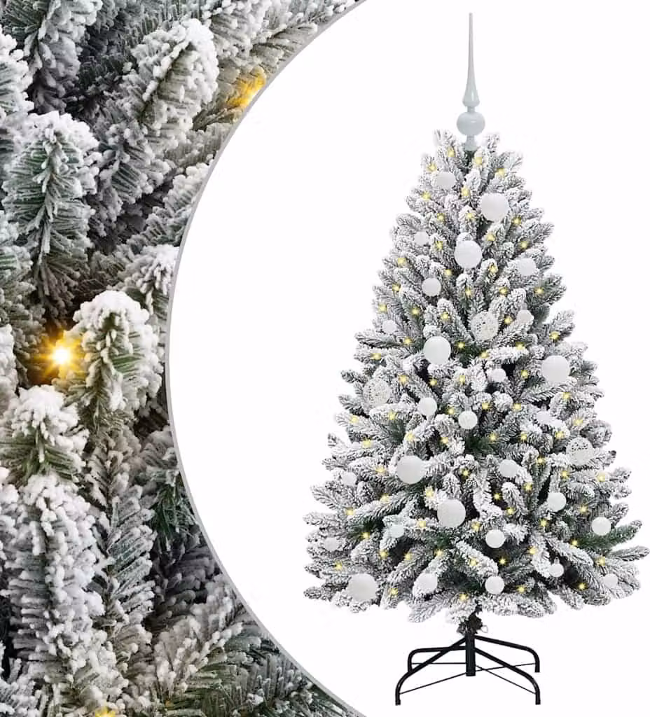 Albero di Natale artificiale con 150 LED Verde e Bianco 120 cm
