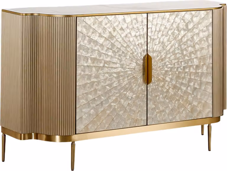 FURNLUX Credenza Stilig Gold 150cm / Colore principale: Giallo / Dimensioni: 150 x 88 x 40 cm