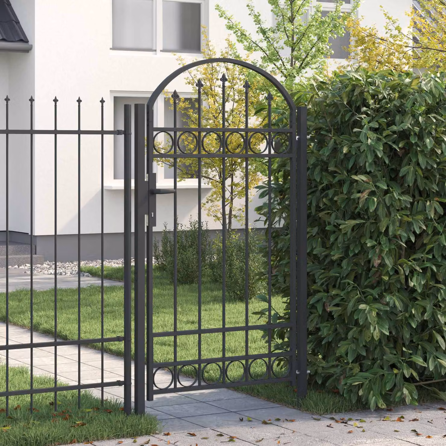 Cancello singolo per recinzione vidaXL ASSEN in acciaio grigio antracite L: 100 cm, H: 175 cm