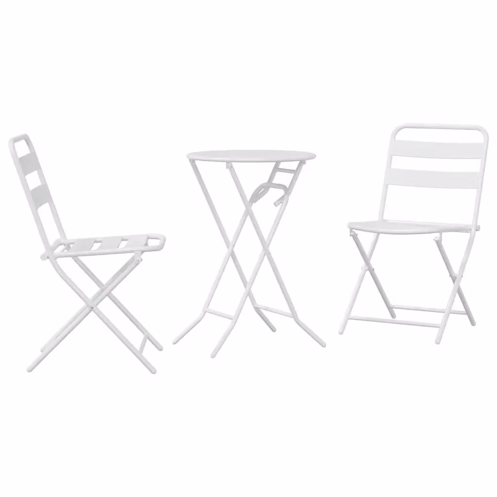Set Bistro da Giardino vidaXL 3 pz Bianco Acciaio Inox – 2