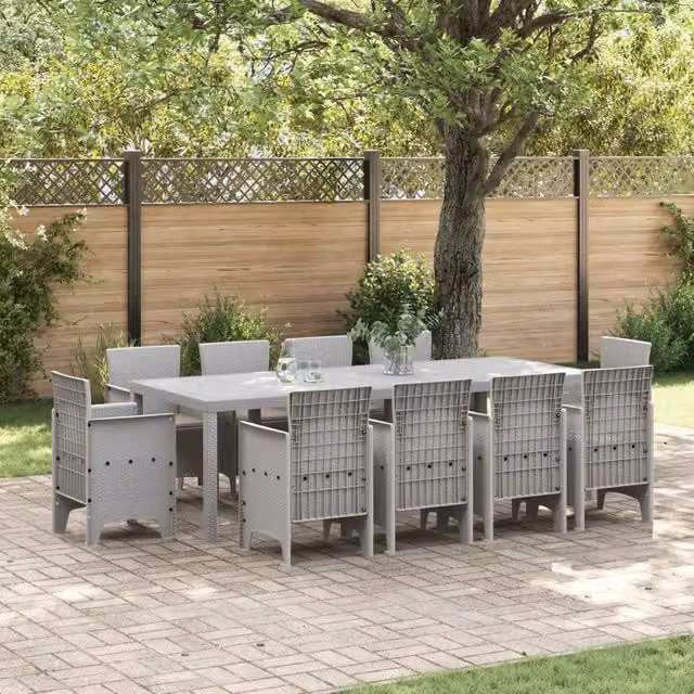Set da Pranzo per Giardino 11 pz Grigio chiaro Polipropilene 3378608