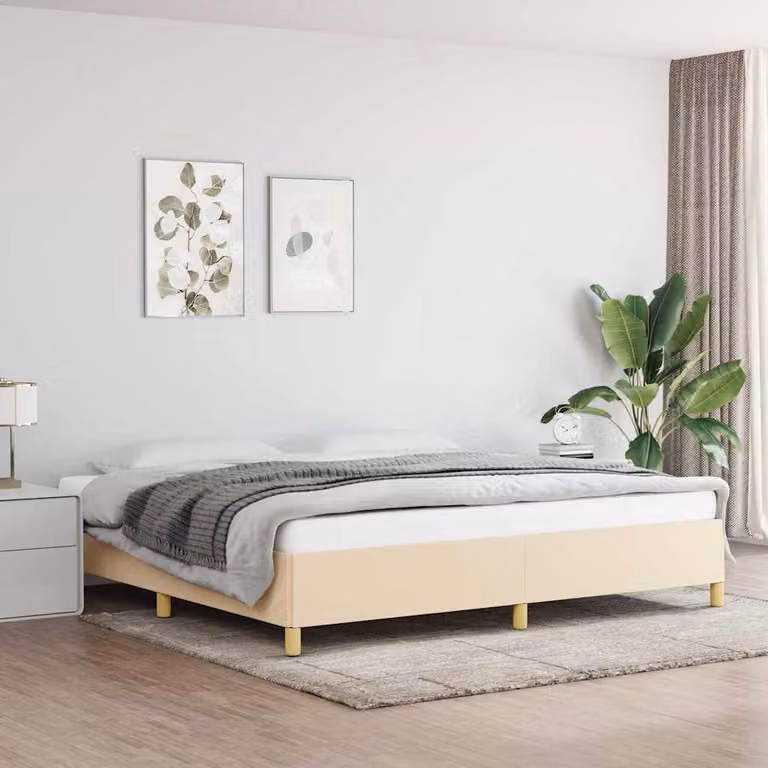 Giroletto vidaXL senza materasso in tessuto beige con doghe in legno L/P: 200 x 200 cm