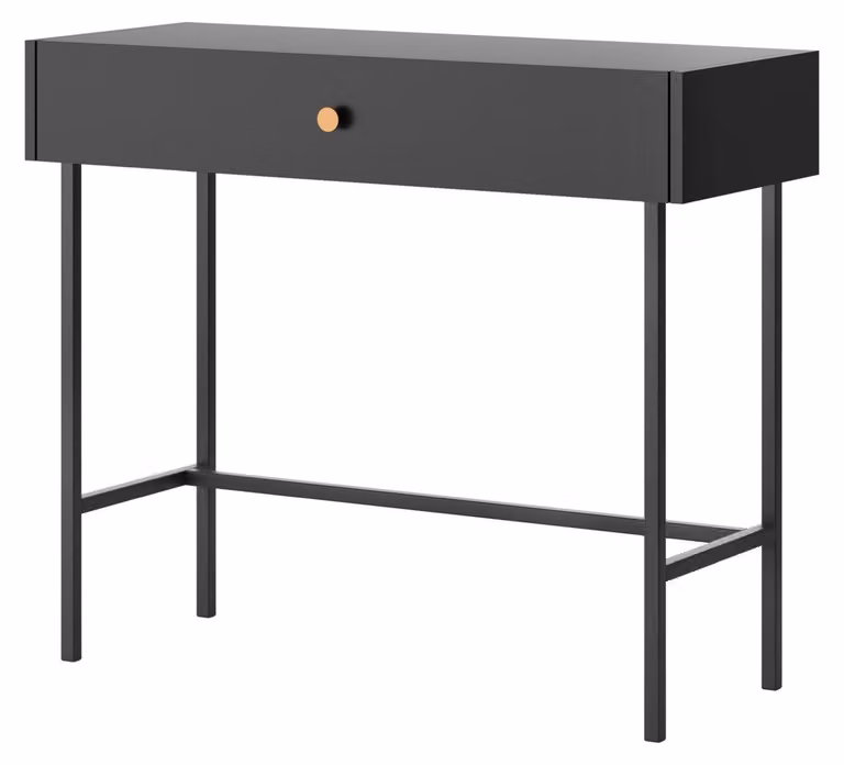 Selsey Divenos - Comodino da trucco con cassetto, nero, 93 cm