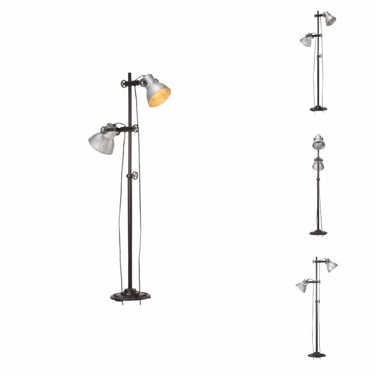 vidaXL Lampada da terra a 2 luci in ghisa argento E27 - Lampade