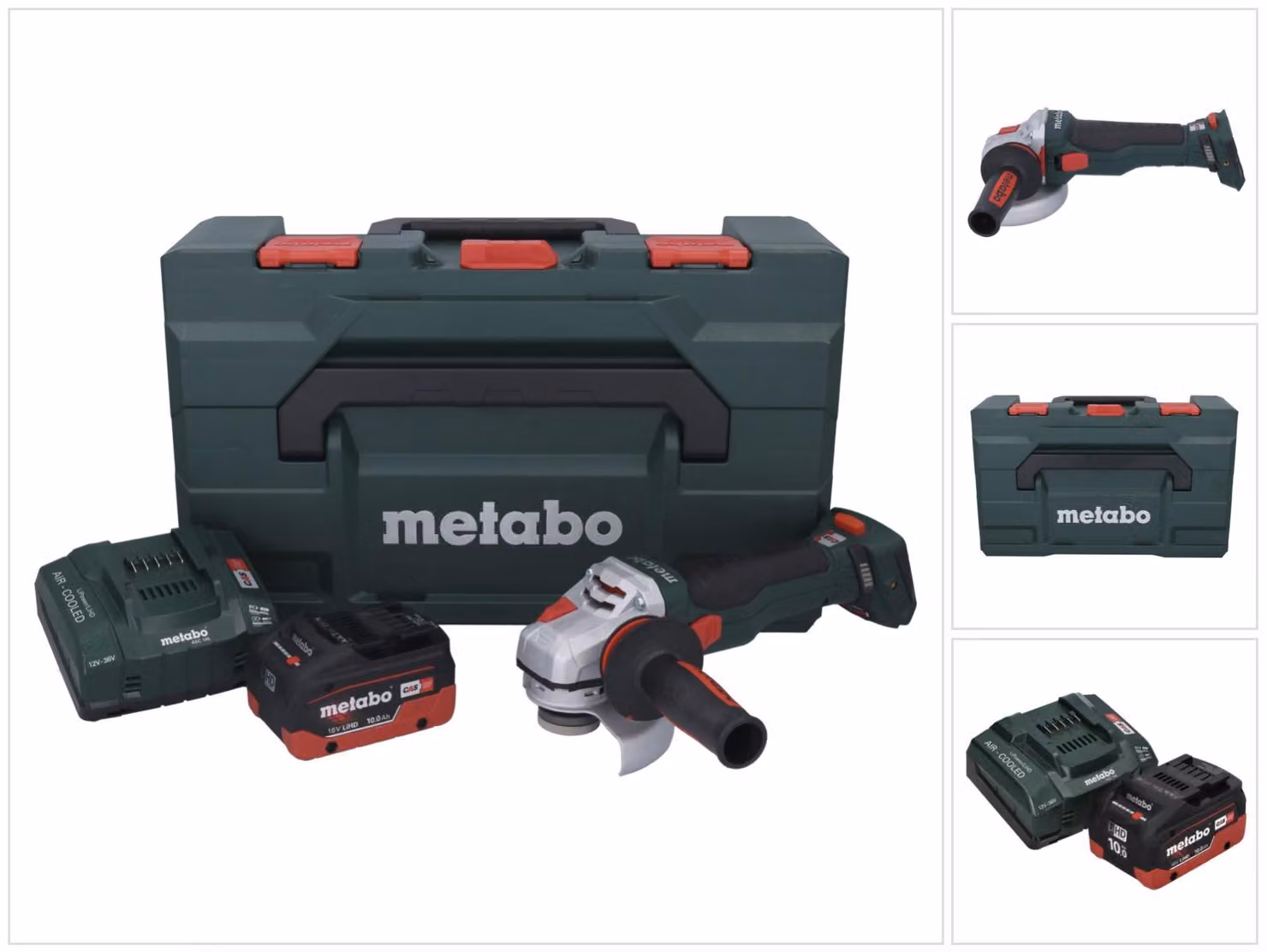 Smerigliatrice angolare a batteria Metabo WB 18 LTX BL 15-125 Quick 18 V 125 mm brushless + 1x batteria da 10,0 Ah + caricabatterie + metaBOX