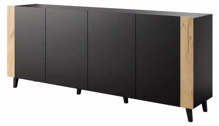 Scrivania FARO 200x42x82 nero opaco + quercia craft