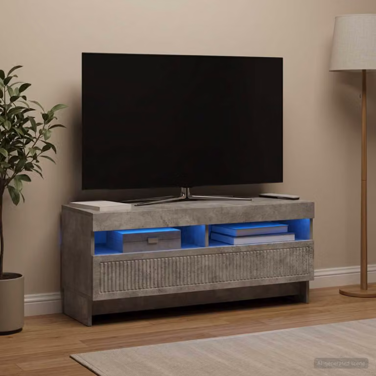 Mobile TV LED vidaXL Grigio con illuminazione integrata L/P/H: 100 x 35 x 43 cm