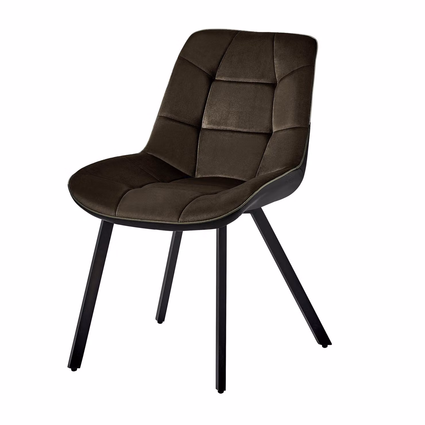 Sedie da pranzo moderne in velluto e pelle - sedie da pranzo di facile manutenzione in 3 varianti di colore - sedie da cucina imbottite con rivestimento trapuntato - sedie da pranzo robuste con struttura in metallo, Colore:Marrone;Quantità:1 pz.