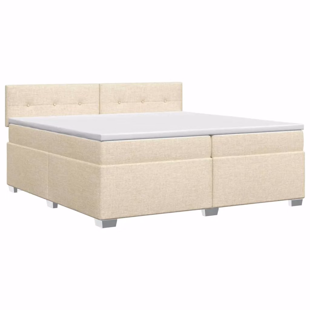 Letto box spring con materasso ibrido vidaXL in tessuto beige e bianco L/P: 200 x 200 cm – 2