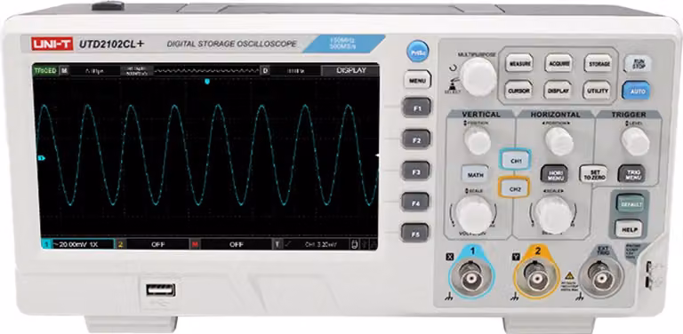 Oscilloscopio UNI-T, UTD2102CL+, 2 canali, 100 MHz