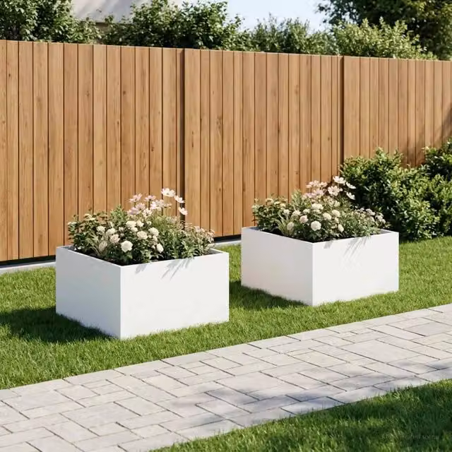 Vaso da giardino 2 pz Bianco 100 x 100 x 40 cm 8005123