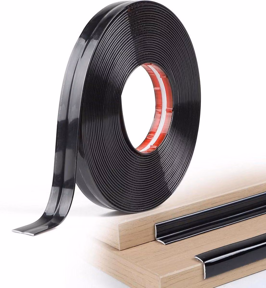 Listello decorativo autoadesivo flessibile, 2 cm x 10 m - decorativo e protettivo - nero lucido