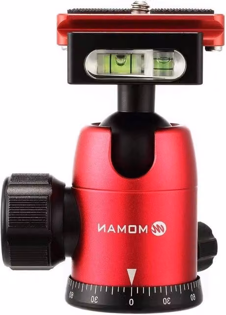 Stativo Universale per Fotocamera in Alluminio CNC con Piastra di Rilascio Rapido e Rotazione 360°, Colore Rosso, Carico Massimo 10kg e Supporto Obiettivo fino a 200mm