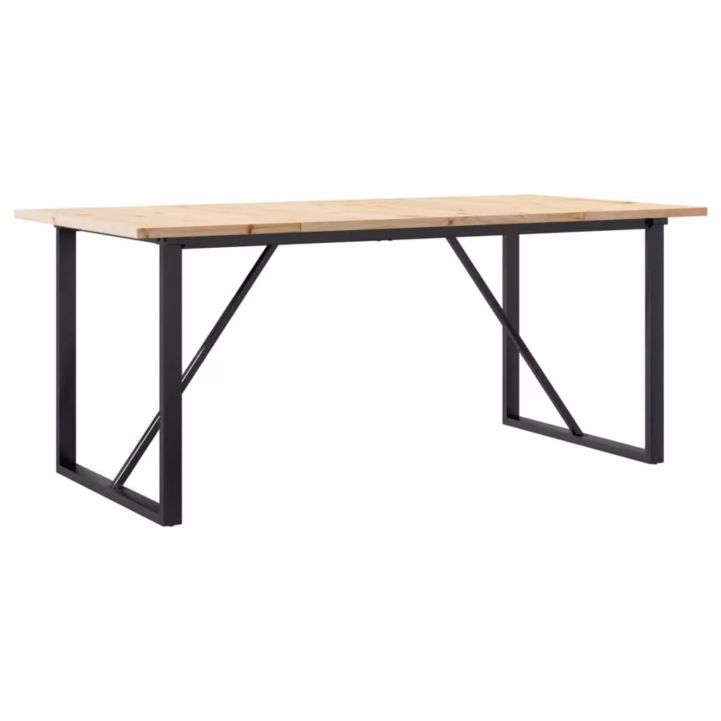 Tavolo da Pranzo Telaio a O 180x90x75,5 cm Legno Pino e Acciaio