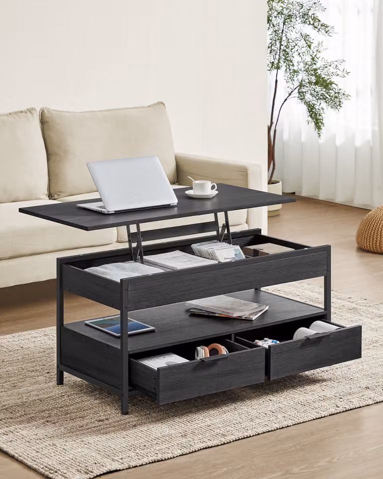 Tavolino VASAGLE, tavolo da soggiorno regolabile in altezza, 50 x 100 x (48-63) cm