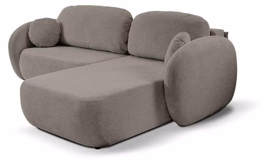 Divano angolare con funzione letto, modello Olemo, rivestito in tessuto "Steiniger Nebel"