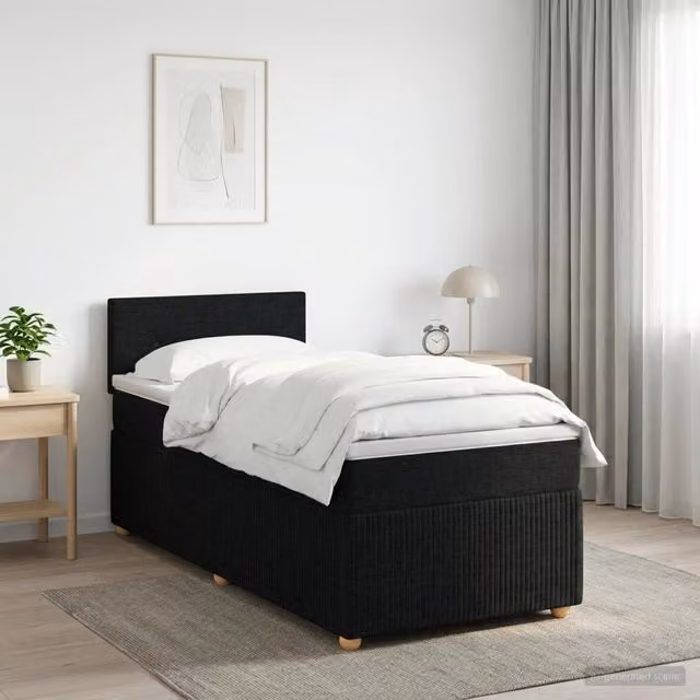 Letto box spring con materasso ibrido vidaXL nero L 90 cm x P 200 cm