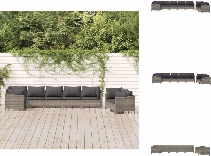 vidaXL set salotto da giardino 8 pezzi con cuscini in poly rattan grigio - Set di mobili da giardino