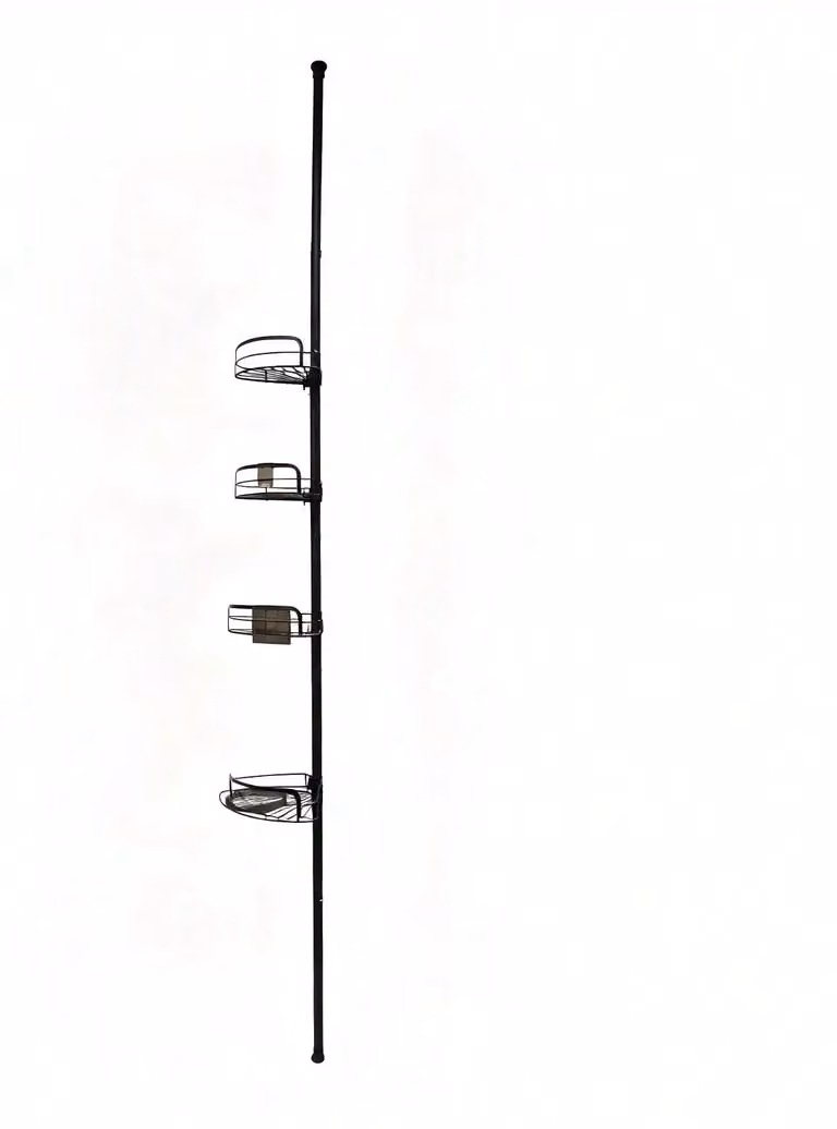 Ripiano angolare telescopico - 4 livelli - Altezza regolabile - Estensibile - Metallo - 85–316 cm - Nero