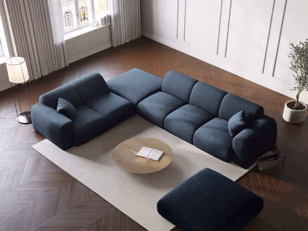 Divano angolare sinistro Nolio Cosmopolitan Design a 4 posti in ciniglia blu reale L/P/H: 315 x 220 x 72 cm – 2