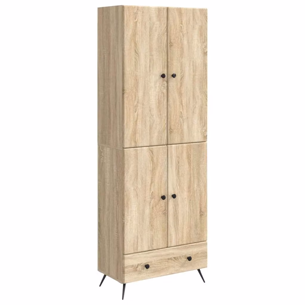 Set di 2 armadi moderni vidaXL in legno MDF color rovere con illuminazione integrata e cassetti interni – 2