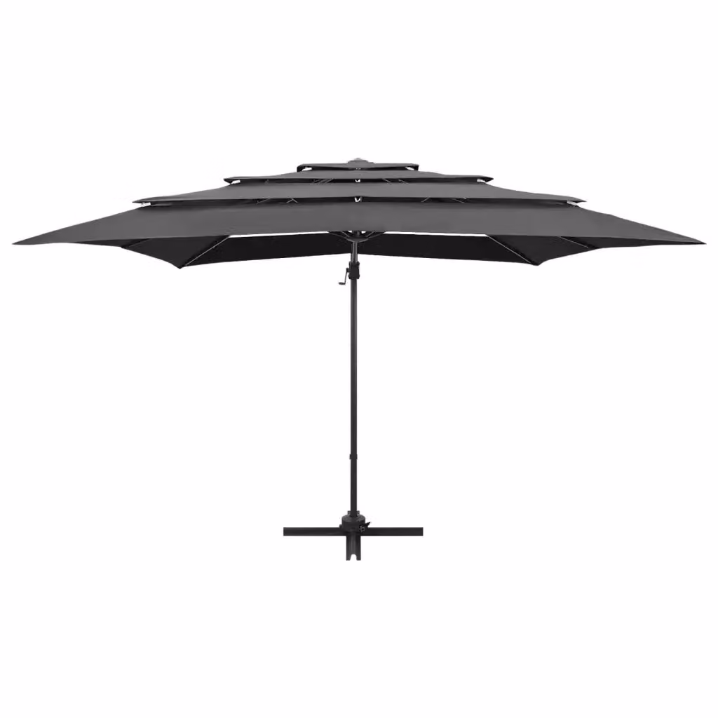 Ombrellone da giardino a 4 livelli con palo centrale in alluminio e copertura in poliestere, colore antracite, L: 250 cm x P: 250 cm – 2