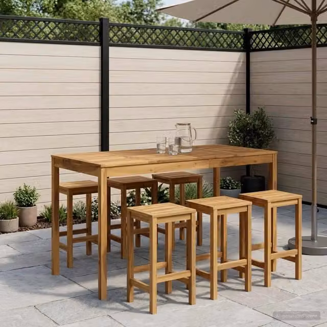 Tavolo da bar da giardino vidaXL in legno di acacia bianco e marrone L: 180 cm, P: 88,5 cm, H: 105 cm