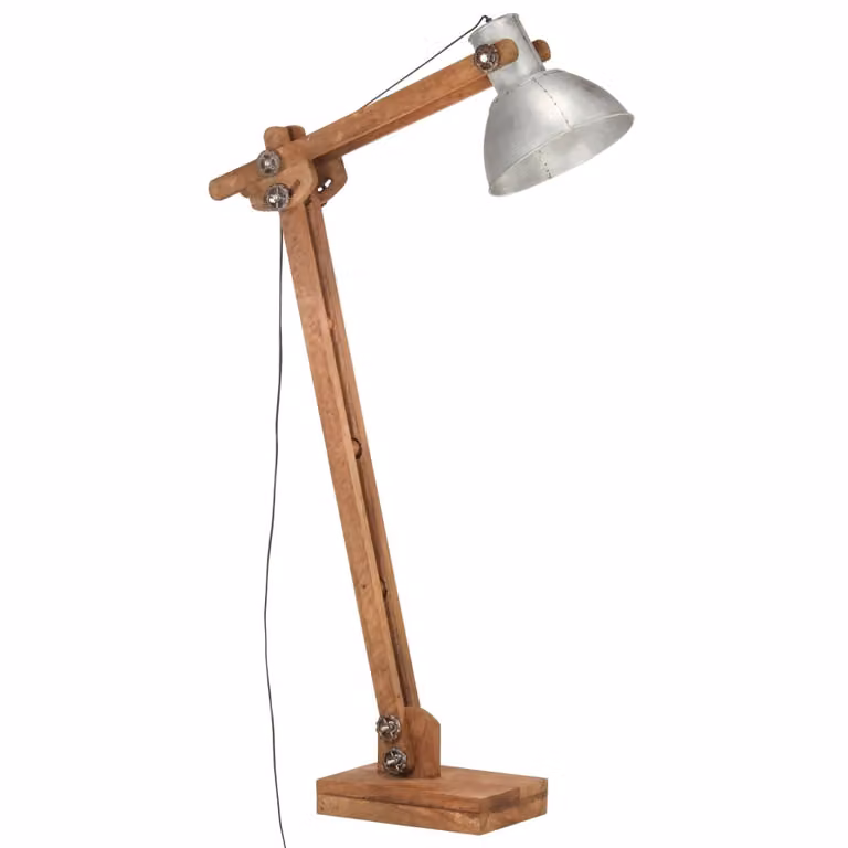 Lampada da terra in legno massiccio di mango argento E27
