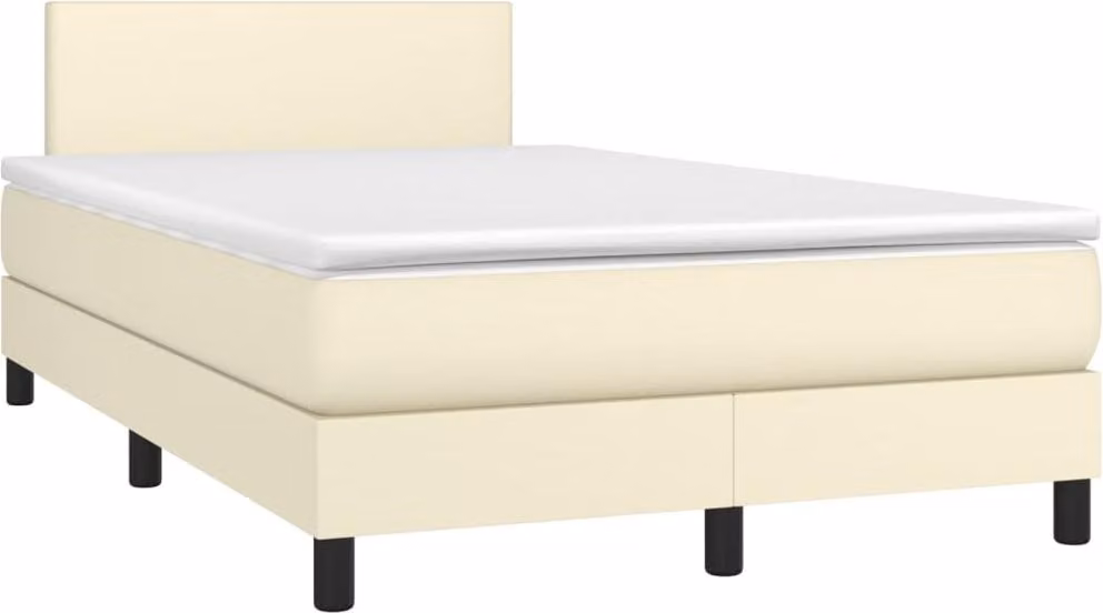 Giroletto a Molle con Materasso Crema 120x200 cm in Pelle finta