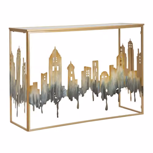 Consolle CITY in metallo dorato e decorata da 110cm by Mauro Ferretti