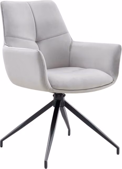 Sedia da pranzo girevole 2 pezzi 85 cm, tessuto grigio chiaro e metallo nero