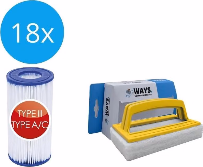 Bestway - Filtro di tipo III adatto alla pompa filtro 58389 - 18 pezzi & spazzola WAYS