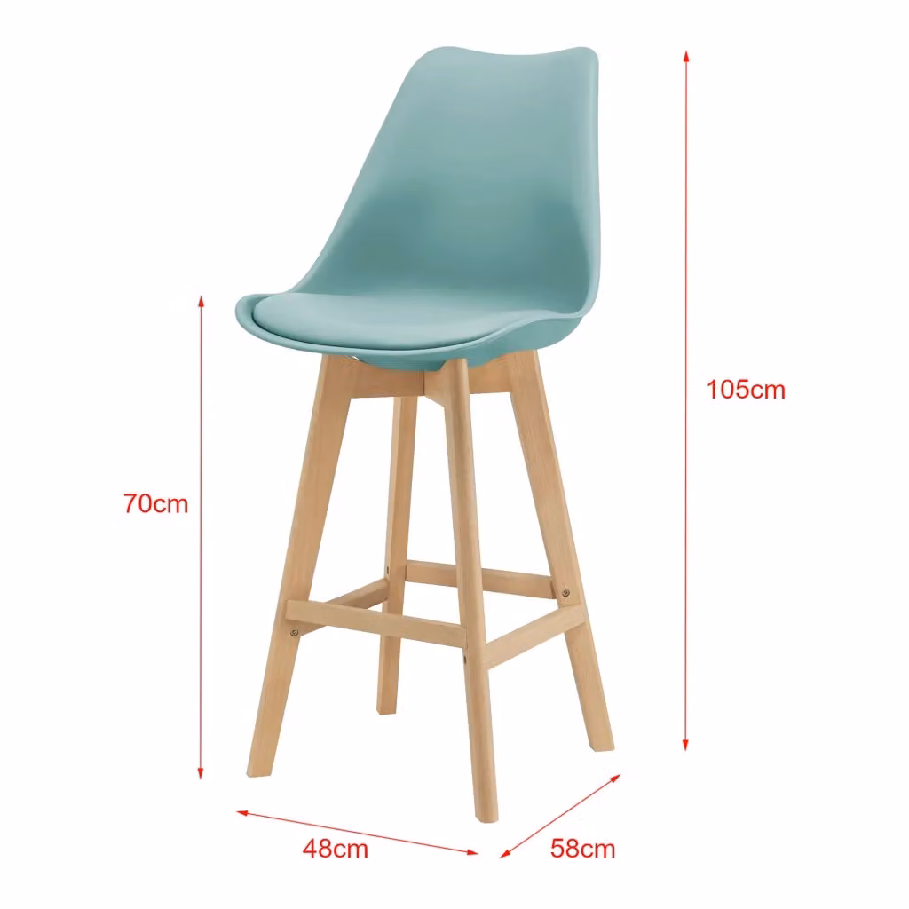 Set di 4 sgabelli da bar Lublin en.casa con seduta imbottita in tessuto e gambe in faggio, colore verde menta – 2