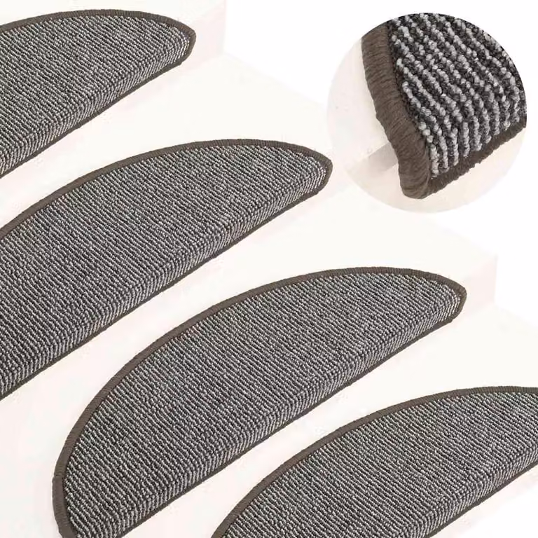 Set di 15 tappetini per scale semicircolari vidaXL, colore grigio, in polipropilene antiscivolo e fonoassorbenti, L: 56 cm, P: 17 cm, H: 3 cm