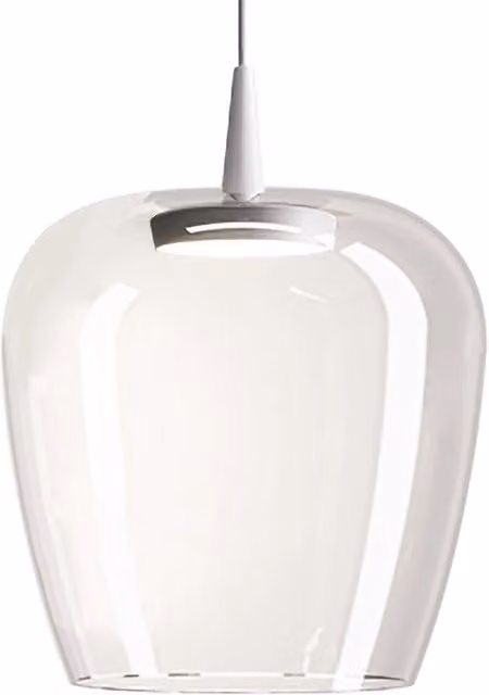 Zafferano Lampada a sospensione Bilia 230V LED 8W in vetro borosilicato soffiato a bocca, diffusore diametro 27cm, design a campana, colore Bianco