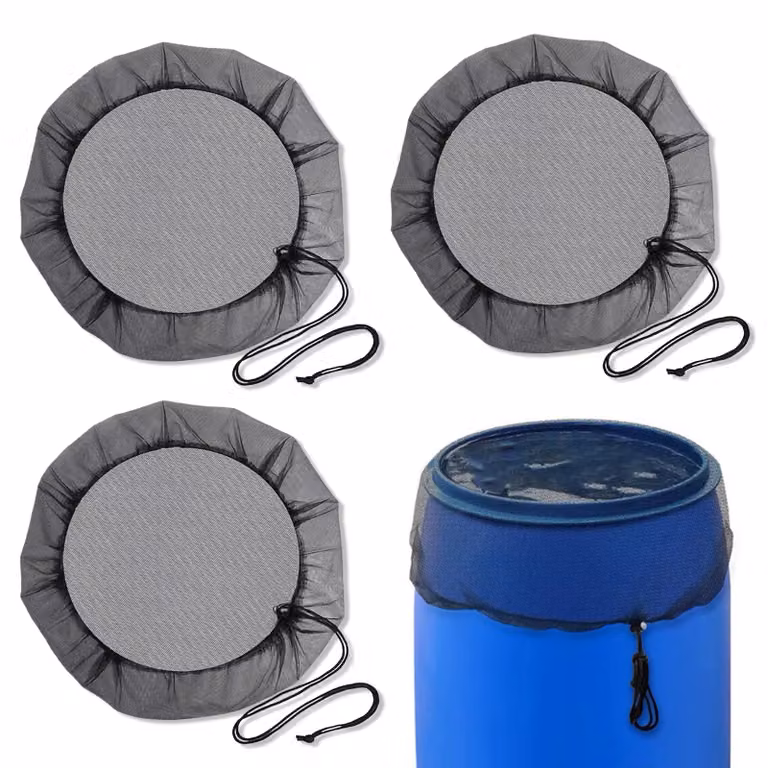 3 pezzi di rete per serbatoi di raccolta dell'acqua piovana, 80 cm, protezione per coperchio del serbatoio con cordino