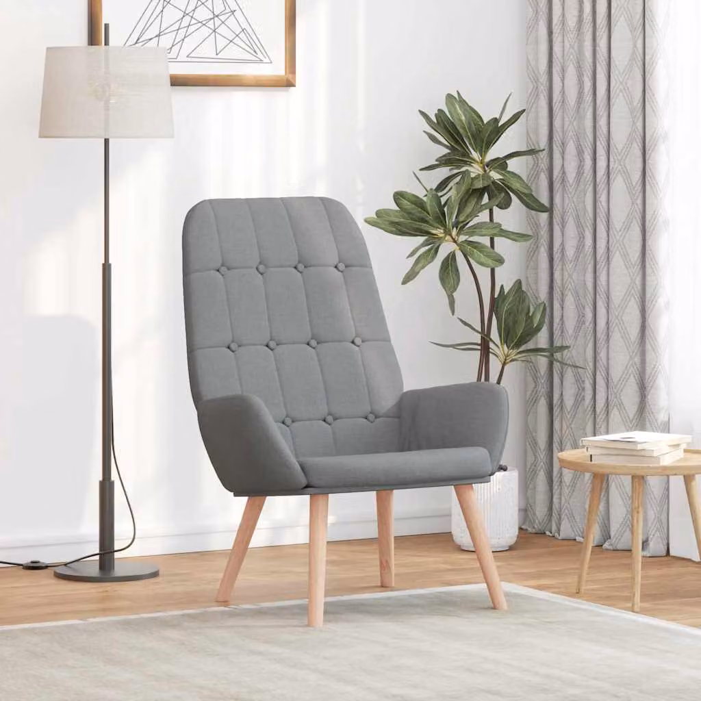 Sedia Relax vidaXL Grigio con Braccioli e Rivestimento in Tessuto