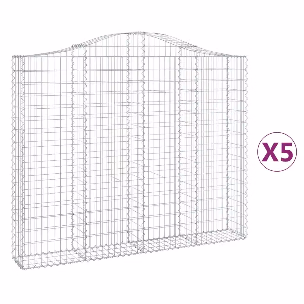 Set di 5 Cesti Gabbioni ad Arco Videx in Acciaio Zincato Colore Argento L: 200 cm, P: 30 cm, H: 160/180 cm – 2