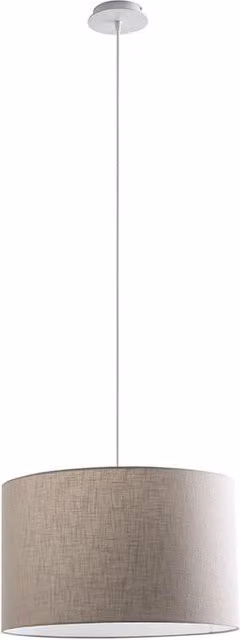 Lampada a Sospensione Rossini con Paralume Cilindrico Avorio - Struttura in Metallo Bianco - Attacco E27, Potenza 75W, IP20, Ø 48 x 30 x 150 cm