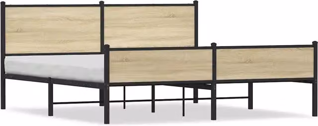 Letto matrimoniale in metallo e legno color rovere sonoma L/P/H: 160 x 200 x 91.5 cm