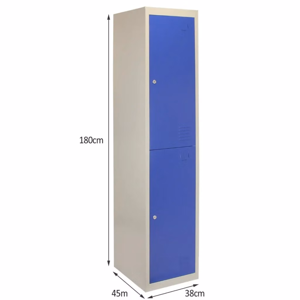Armadietto in metallo a 2 ante con serratura e ripiani Monster Shop per scuole e palestre, Blu e Grigio, H: 180 cm, L: 45 cm, P: 38 cm – 2