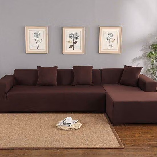 OmGoods - Dailygoody - Copertura elastica per divano angolare - Copertura modulare per divano - Marrone - Facile da pulire - Protezione per divani a forma di L - Adatta per...