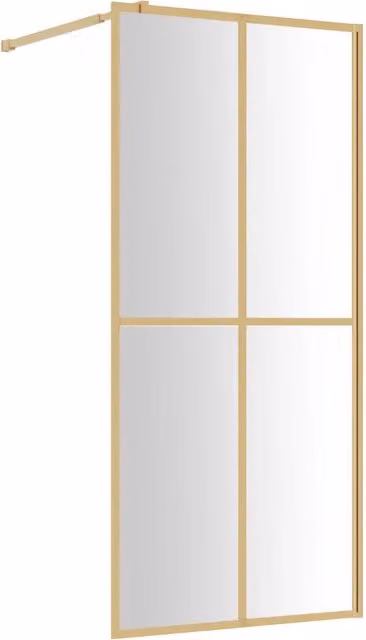 Parete per Doccia Walk-in Vetro Trasparente ESG 100x195 cm Oro CFW5089975