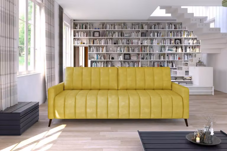 Divano a tre posti Tappezzeria di design Divano moderno a 3 posti Mobili da camera Giallo