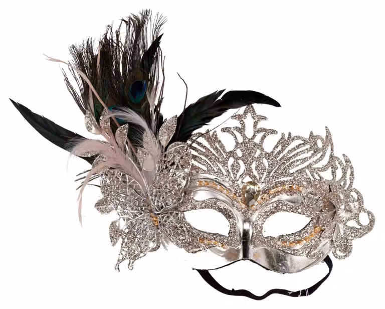 Maschera plastica argento cm 30