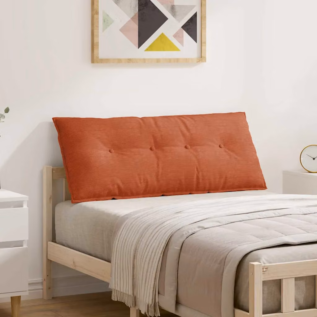vidaXL Cuscino per Schiena Rosso Arancio in Tessuto di Velluto a Costine L: 120 cm, P: 50 cm