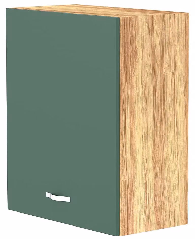Mobiletto da cucina, legno, 1 anta, 1 ripiano, 2 scomparti, verde, 60x32x72 cm