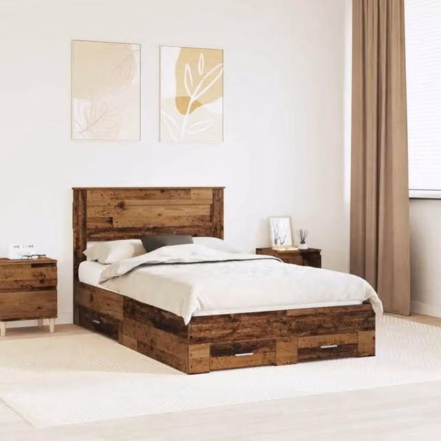 Struttura del letto con testiera-Giroletto con Testiera Legno vecchio 120 x 190 cm 657707