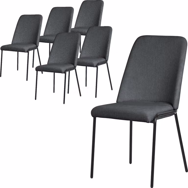 ML-Design set di 6 sedie per sala da pranzo in poliestere antracite sedie da cucina con gambe in metallo sedia da soggiorno con schienale sedie imbottite per sala da pranzo
